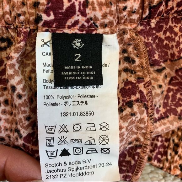 Scotch & Soda Maison Scotch burgundy tan brown animal print joggers pants Sz 8 - Picture 9 of 16